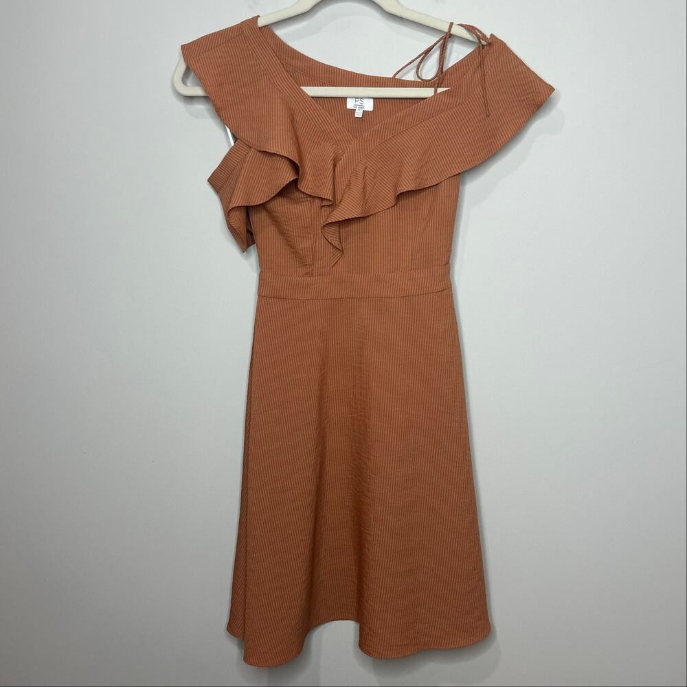 PS The Label Striped Dress Size XS Off-the-Shoulder Asymmetrical Ruffle